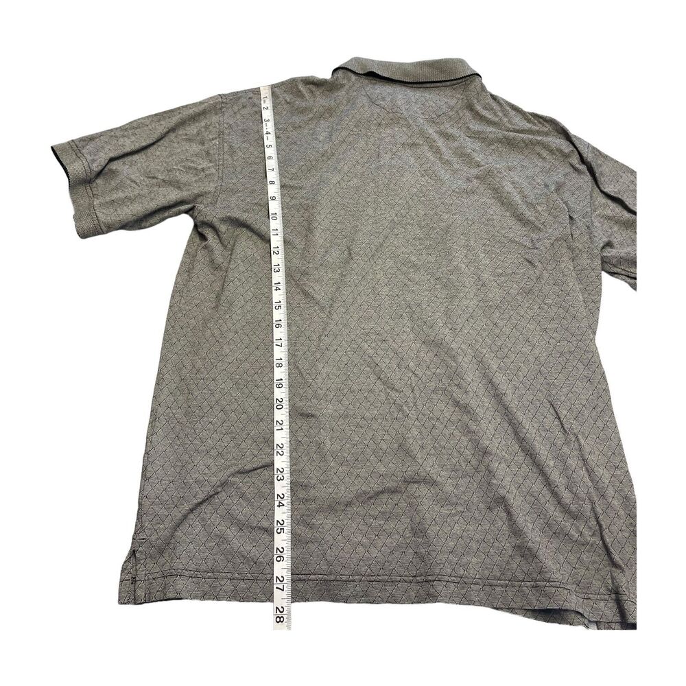 G.H. Bass & Co. Polo Shirt Men's Large Gray Argyle Cotton Short Sleeve Collared - Picture 5 of 6
